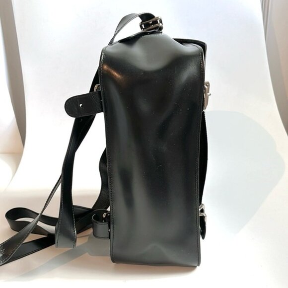 Jil Sander Navy AW/12 Black Leather Convertible Buckled-Flap Backpack main image 6